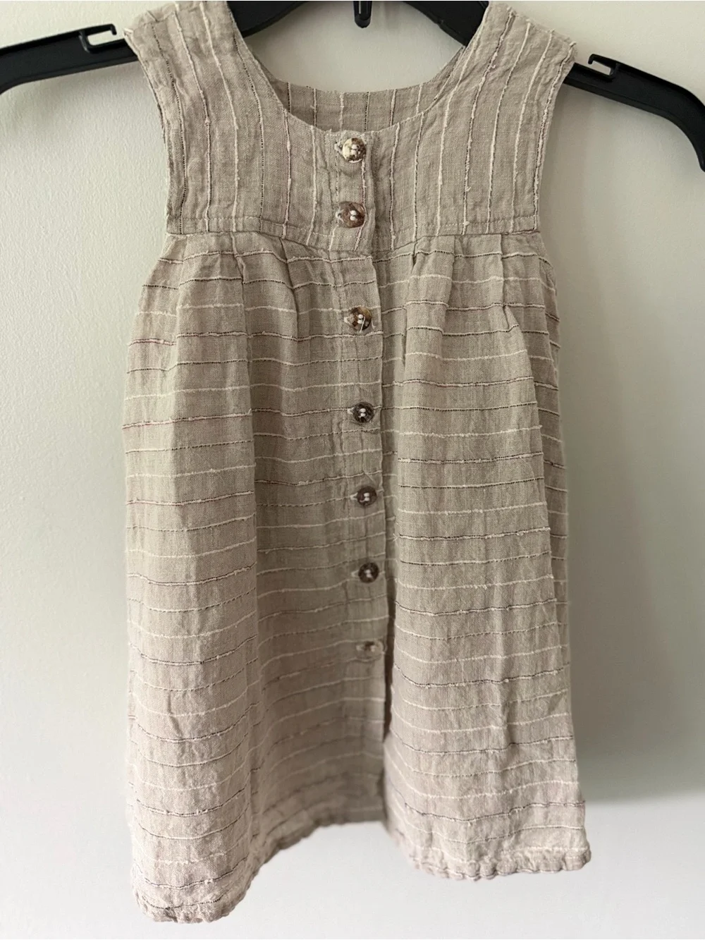 La Bottega di Brunella Linen Sleeveless Dress Girls Size 2T Beige Made in Italy